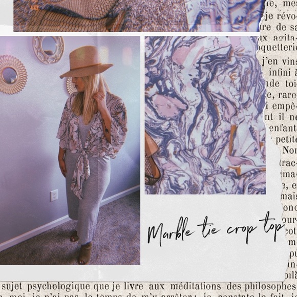 Marble Tie Crop Top - Picture 1 of 2
